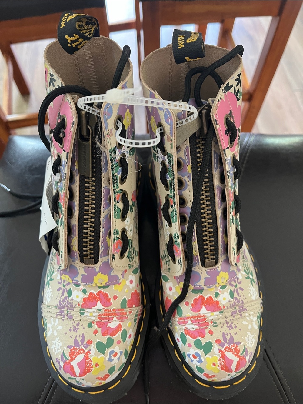 Dr. Martens Women's Floral Lace-Up Boots in Pink, Purple, Yellow, Green, Cream